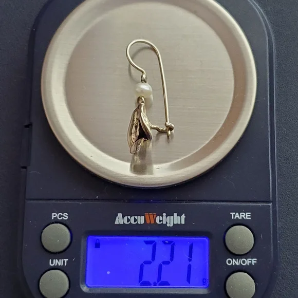 PZ ISRAEL Sterling Rose Earrings with White Cultured Pearl 1.25”L - Picture 15 of 15